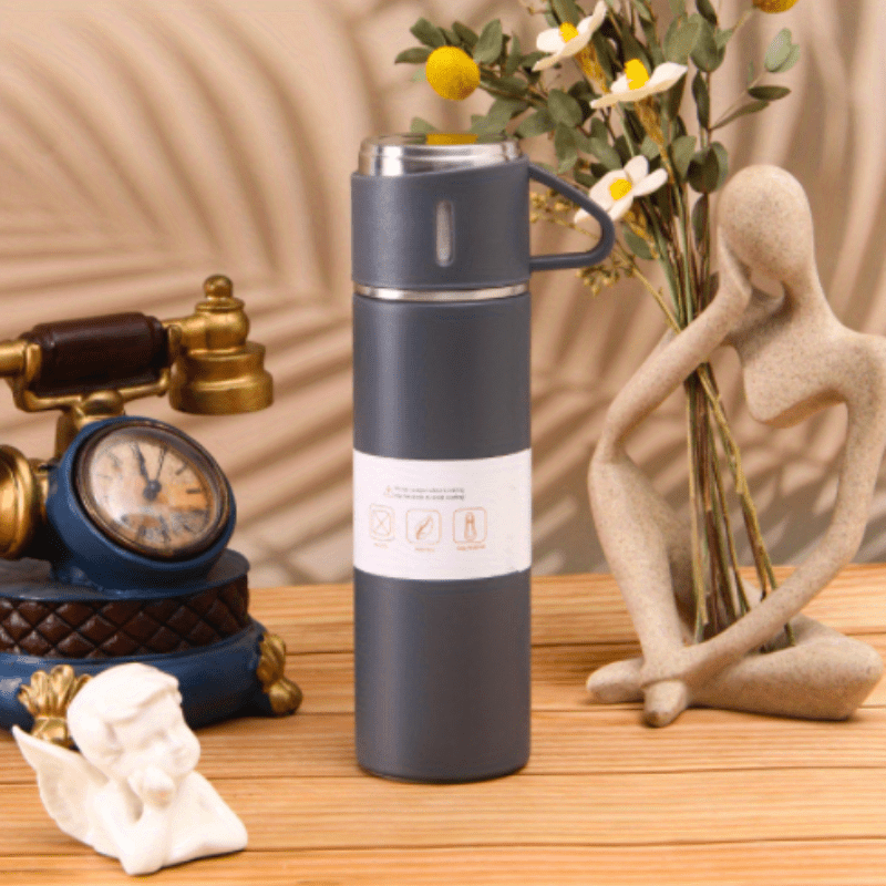 Vacuum Flask Insulated Water Bottles With 3 Cup Lids Travel - Temu