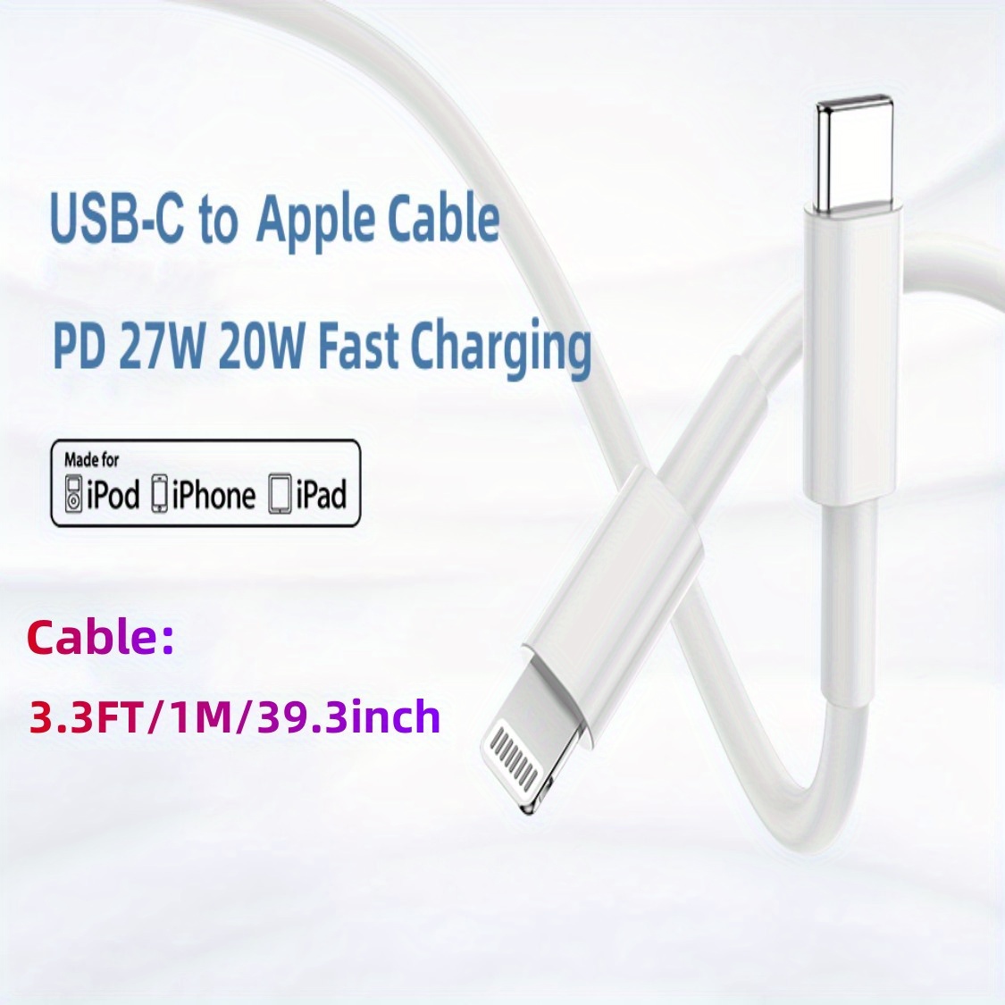 Adaptateur USB C vers Lightning,Connecteur de Type C vers Lightning  Supporte 27W PD,Transmission de Données pour iPhone  14/13/12/11/XS/XR/SE/Pro Max Mini/i-Pad/i-Pod/Air Pods,Pas pour Audio/OTG  [Noir] : : Informatique