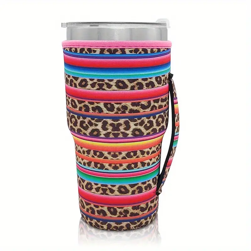 Neoprene Insulated Iced Coffee Cup Sleeve With Handle - Protects