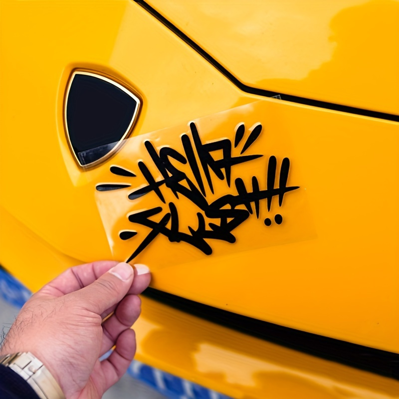 INDIGOS UG - Sticker - Car - Bumper - JDM - Die Cut - OEM - Decal - Rock  Domo with Guitar - 110x100mm Yellow