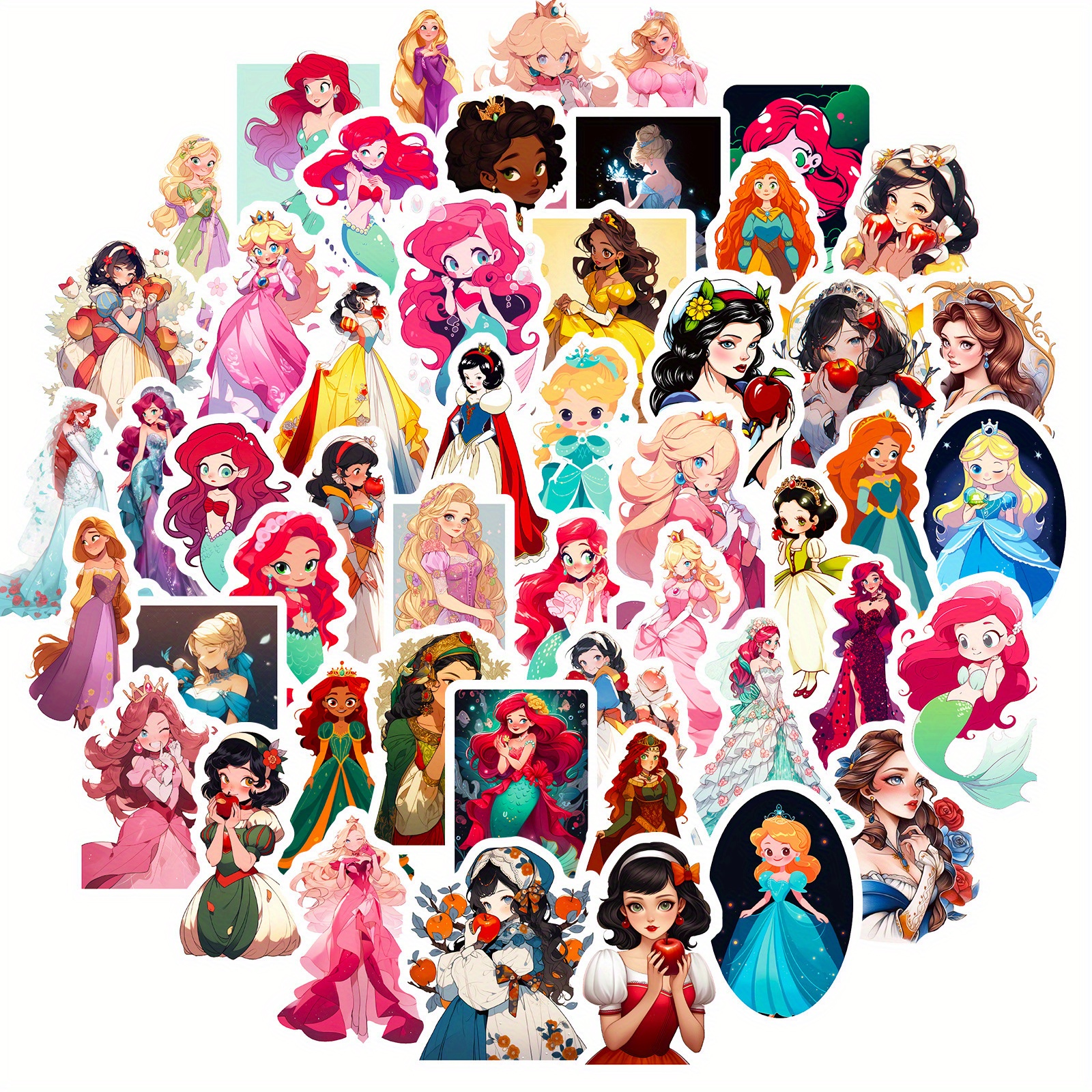 Colorful Cartoon Princess Stickers Children Baby Girl Temu