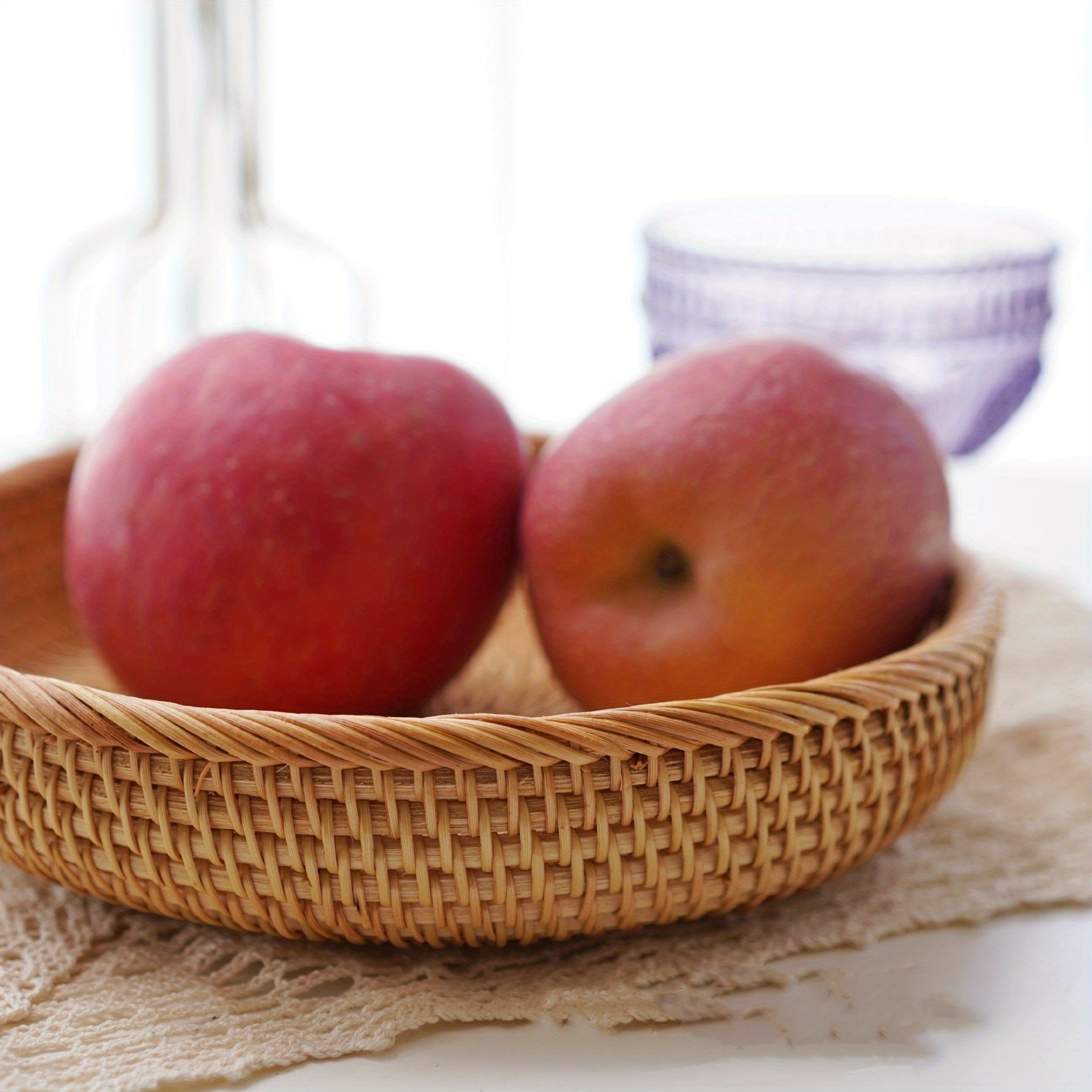 1pc/3pcs Cesta Frutas Ratán Cesta Pan Boca Profunda Circular - Temu