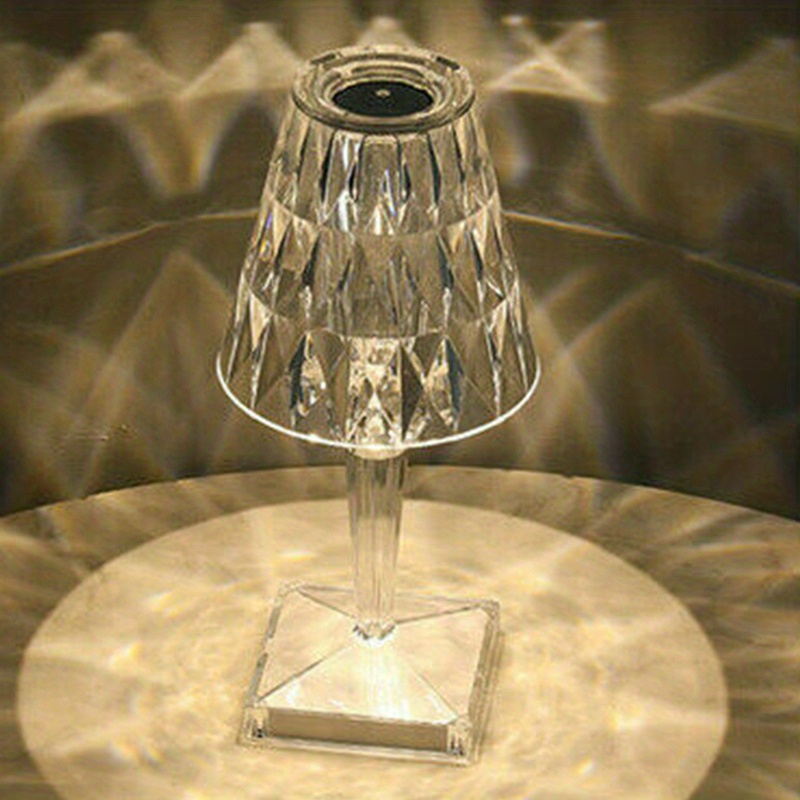 1pc Lámpara Mesa Cristal Led Luz Nocturna Carga Usb - Temu
