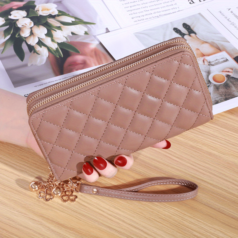 Fashion Printed Long Wallet, Women's Double Zipper Clutch Purse, Double  Layer Mobile Phone Bag With Card Slots - Temu