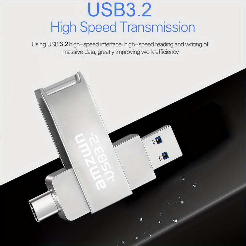 Clé USB En Métal 3.2 128 Go 256 Go 512 Go Clé USB Clé USB Pen Disk 3.2  Haute Vitesse 128 Go OTG USB-C Flash Pen Drive Flash Disk U Disk