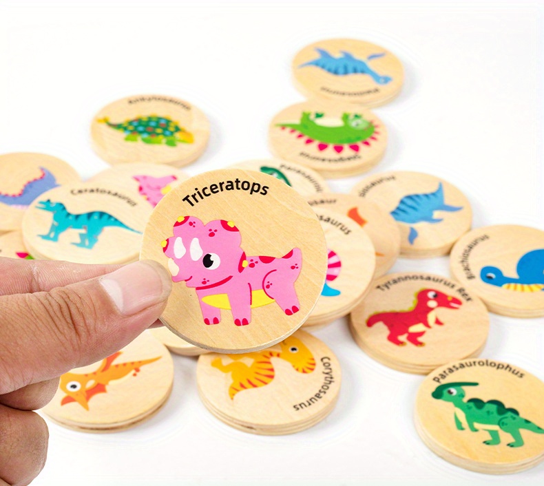 dinosaur matching game childrens puzzle dinosaur cognitive concentration memory training wooden toys halloween thanksgiving christmas gifts halloween decor thanksgiving christmas gift details 4