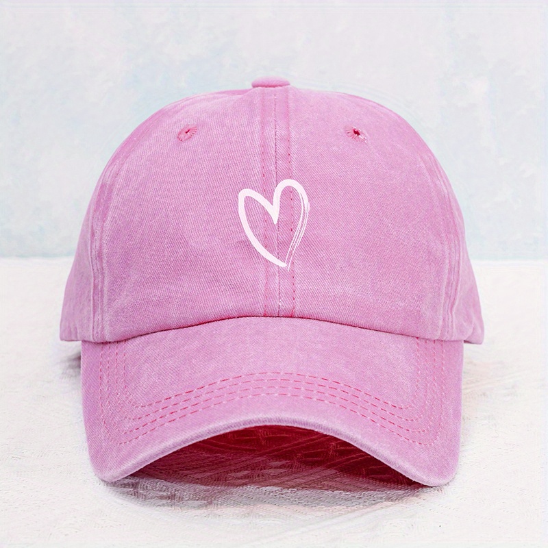TEMU Casquette de baseball avec imprimé cœur - Convient pour les activités de et les tenues décontractées, imprimé cœur polyvalent, casquette