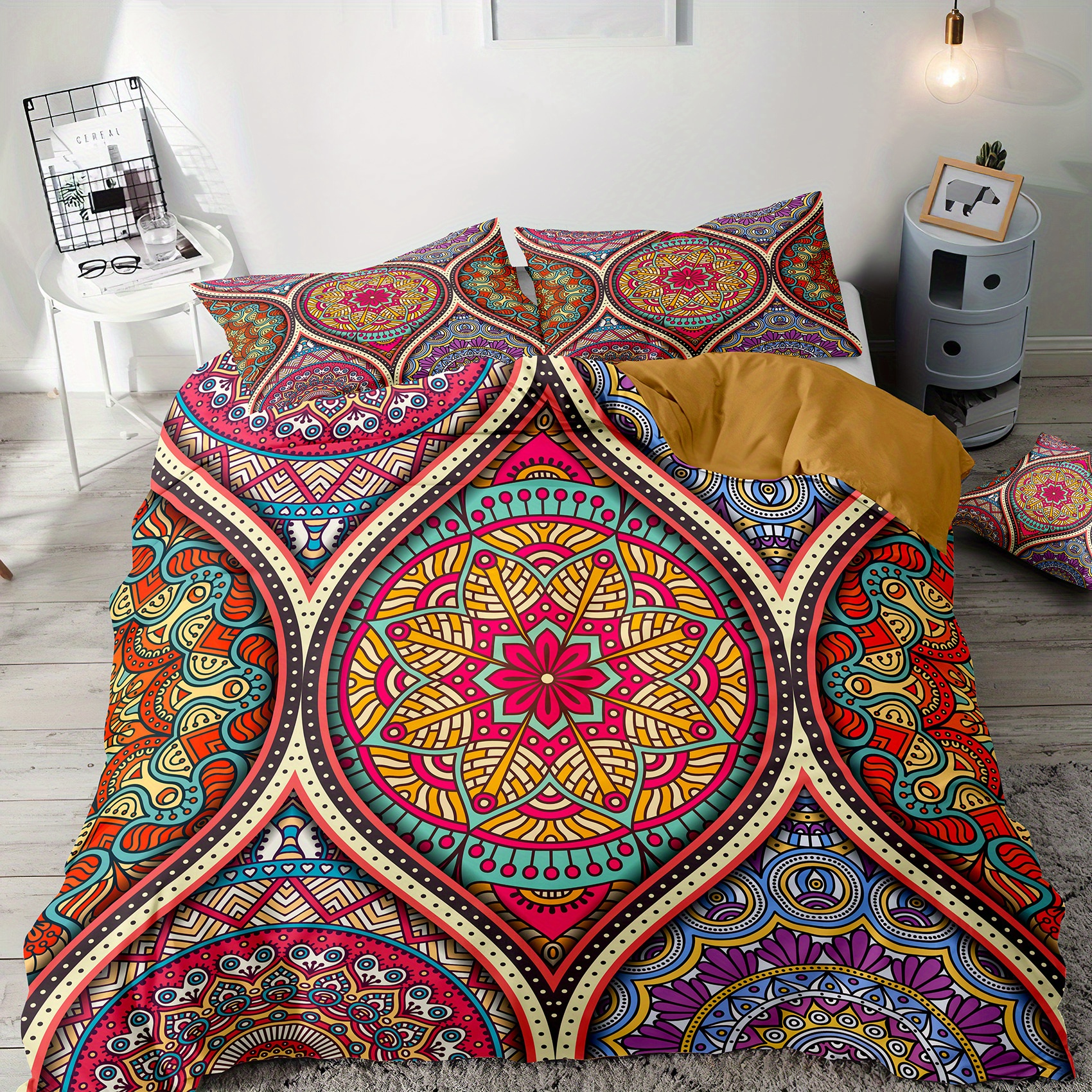 Popxstar 3pcs bow embroidery Bedding set ruffles Duvet Cover Set (1*Duvet Cover + 2*Pillowcase, Without Core)for bedroom guest room