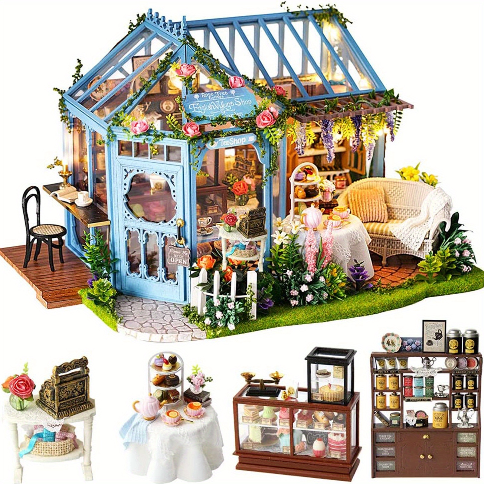 Miniature House Kit Diy Making Building Model Toys By Hand With Furniture  Mini Doll House Accessories With Lights And Dustproof