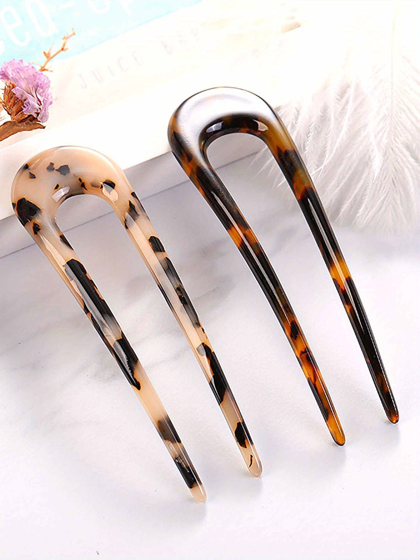 Acetate Ushaped Hair Pin Gradient Hair Fork Vintage Ponytail Holder