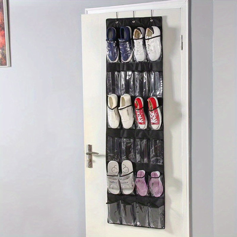 Black 24-Pocket Over-The-Door Hanging Shoe Organizer