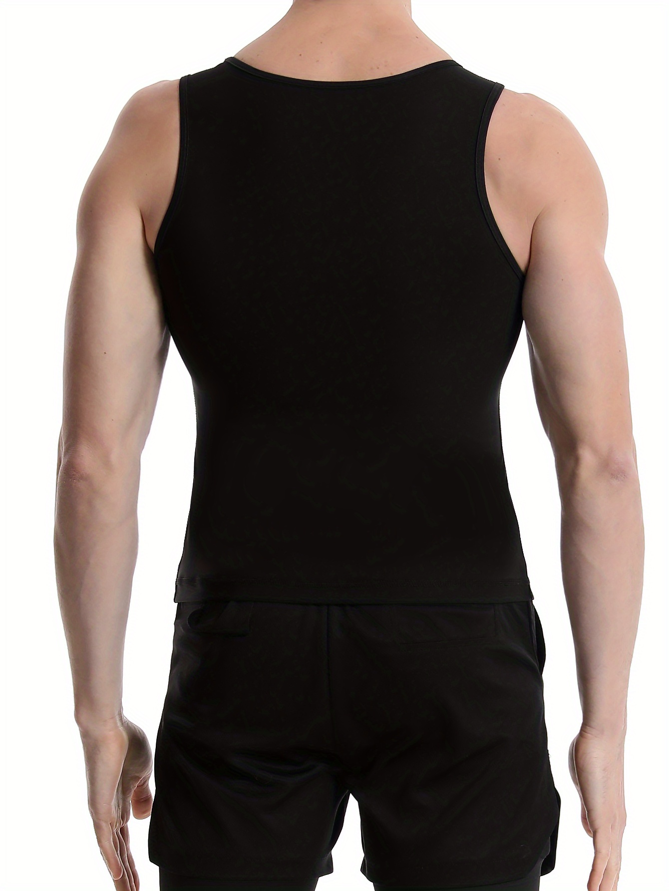 unisex compress tight top slimming chest abdomen compression shirts male body shaper vest details 4