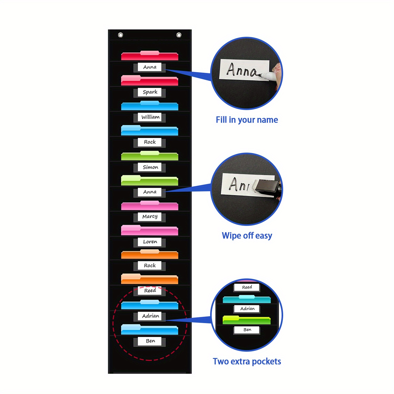 Oxford Fabric Large Hanging File Storage Pocket Chart Temu