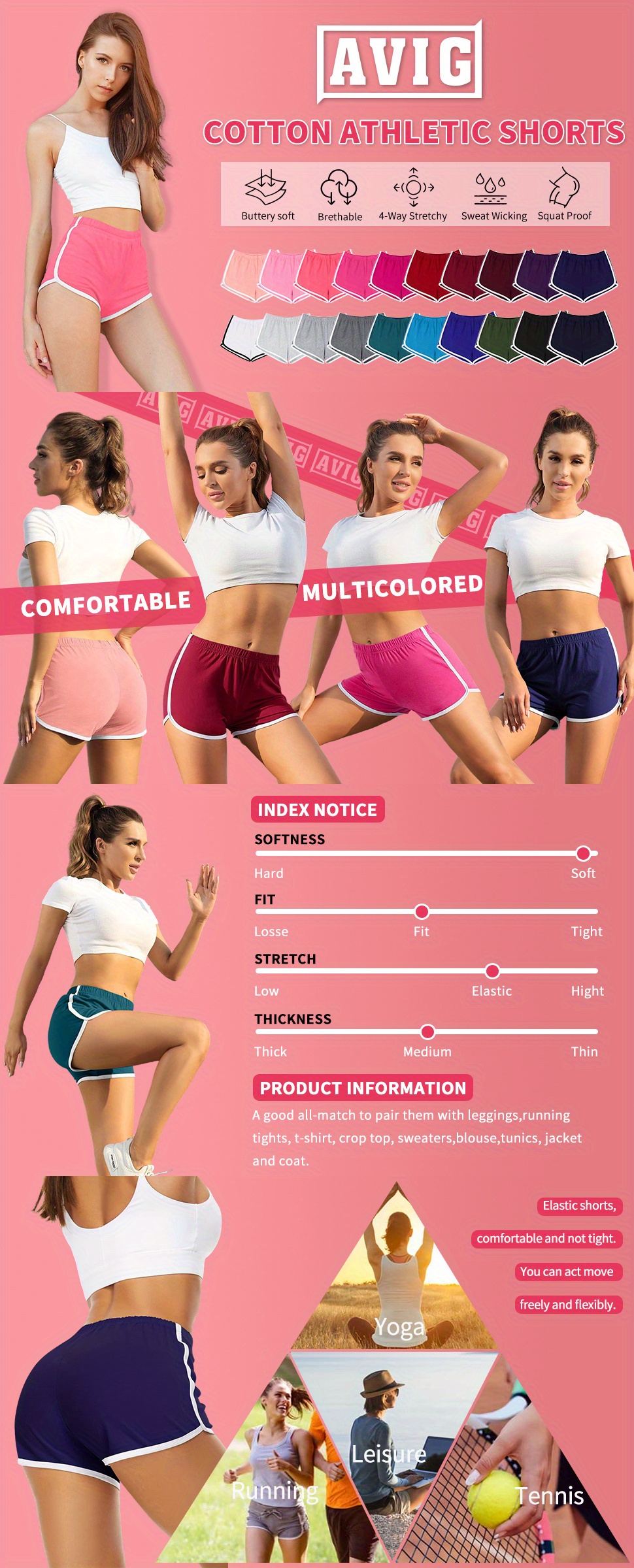 ZumZup Women's Sexy Sport Shorts Yoga Shorts Silk Slim Dance