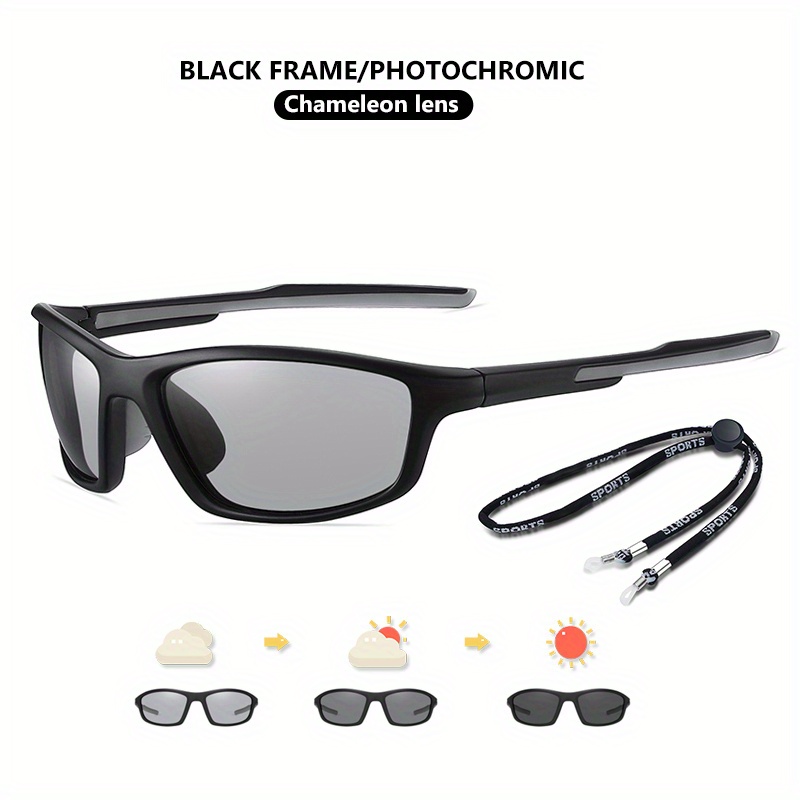 Photochromic Polarized Sunglasses for Outdoor Sport, Anti-UV Fishing Driving Cycling Shades male Sun Glasses, All-Season Lightweight Sunglasses