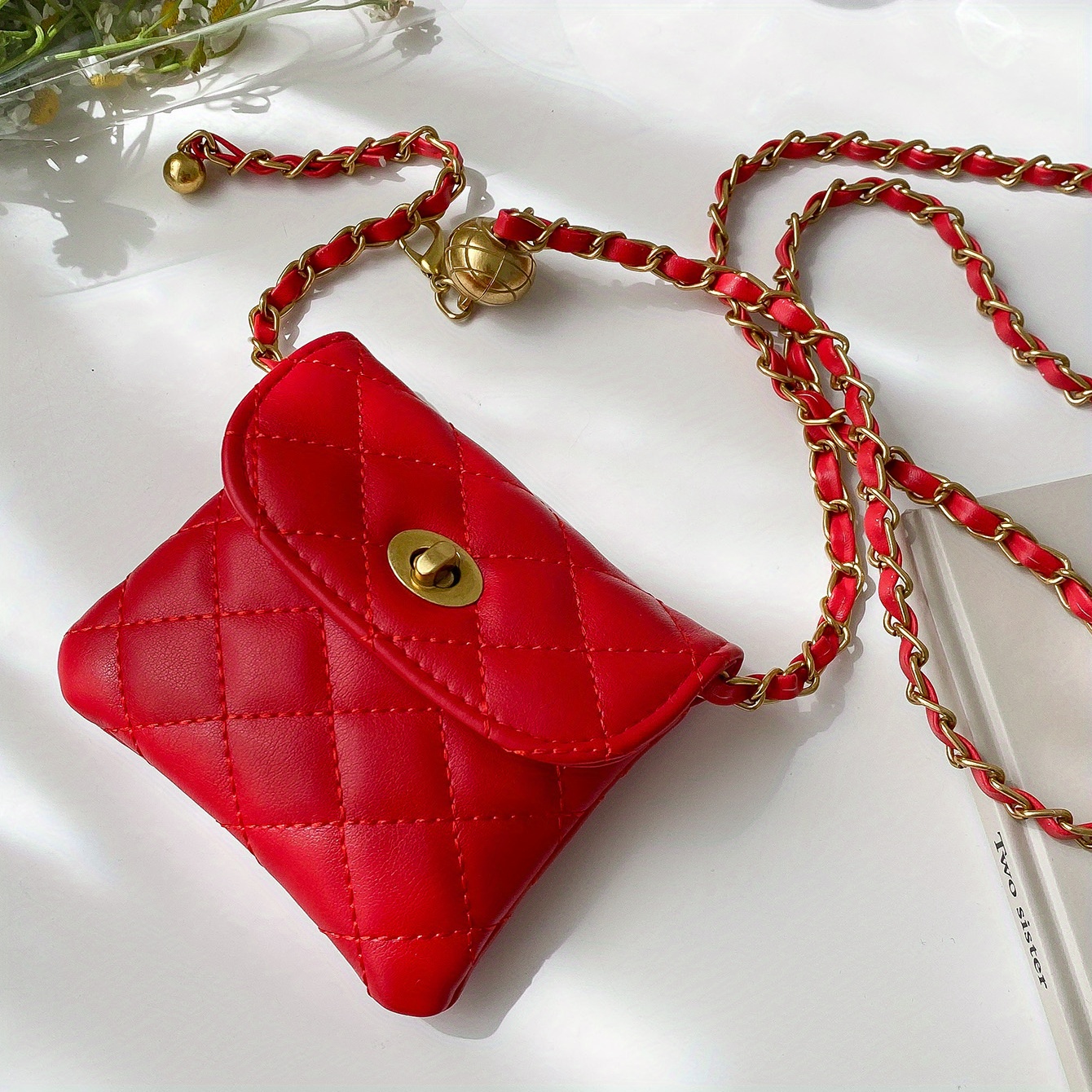 Quilted Chain Crossbody Bag PU Leather Shoulder Bag