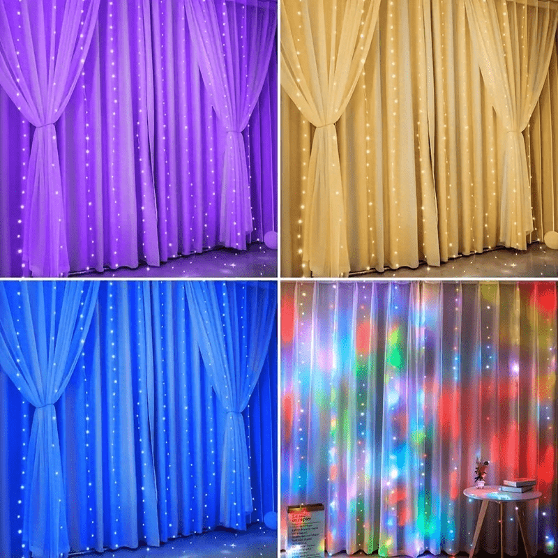 1 set window curtain string lights 300leds rgb 24 colors changing fairy lights 7 modes with remote usb control for halloween christmas party wedding home garden wall decorations details 1