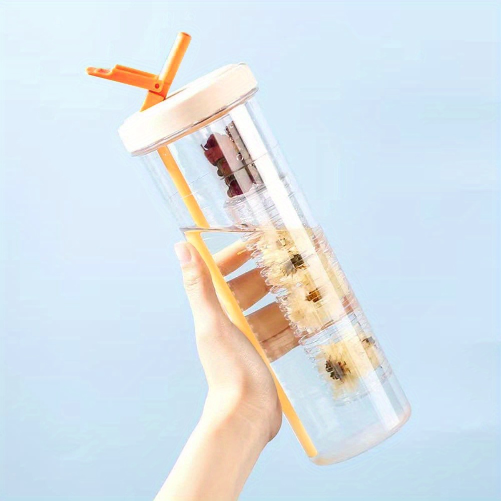 Tumbler With Straw And Infuser, Clear Plastic Water Bottle, Leak