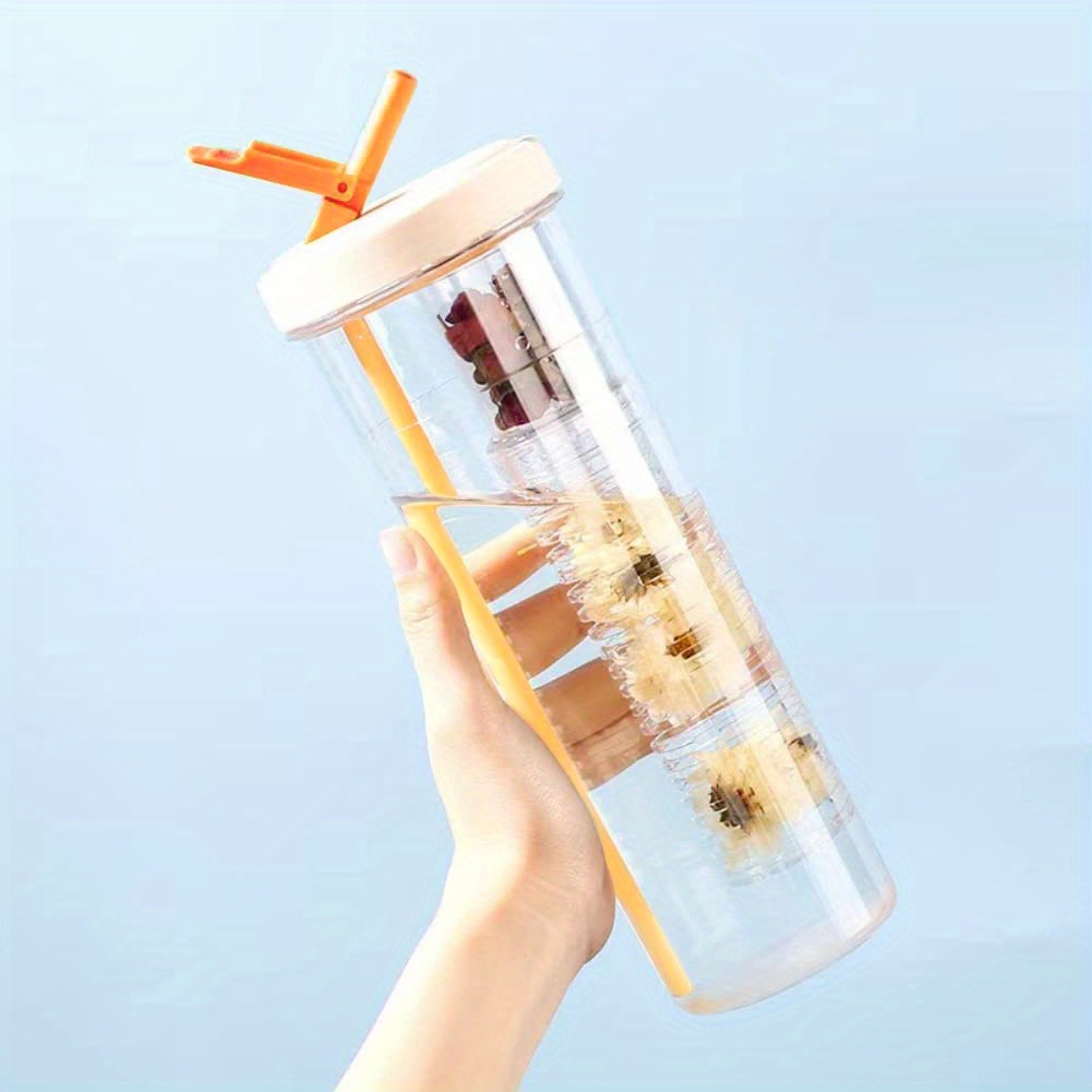 Tumbler With Straw And Infuser, Clear Plastic Water Bottle, Leak-proof  Portable Water Cups, Summer Winter Drinkware, Travel Accessories - Temu