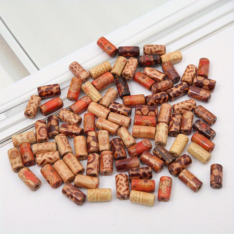 100pcs tubular flower wrapped beads colorful cylindrical Temu