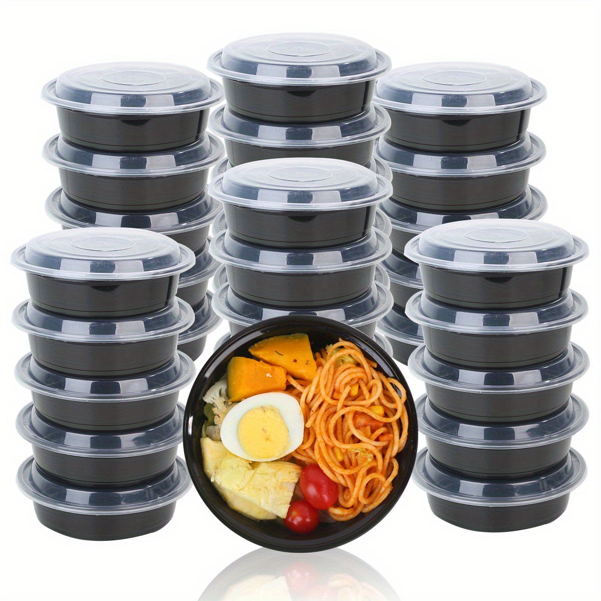 Disposable Food Containers With Lids, Round Plastic Meal Prep Containers  For Kitchen Storage, Lunch Boxes, And Business, Perfect For Outdoor And  Back To School Supplies - Temu