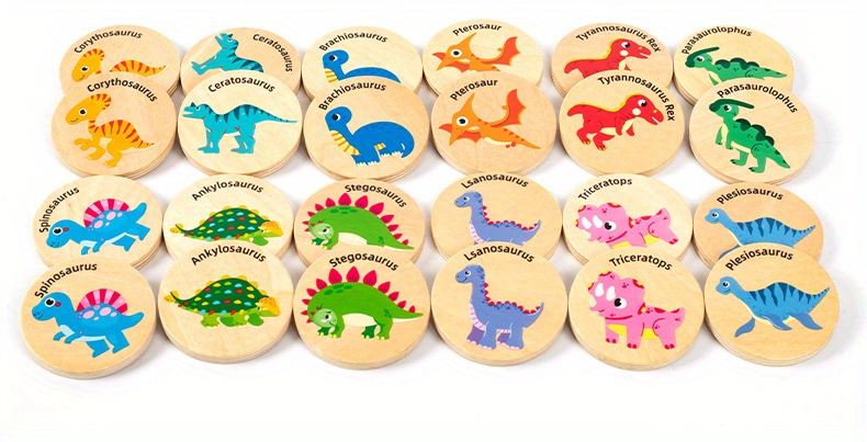 dinosaur matching game childrens puzzle dinosaur cognitive concentration memory training wooden toys halloween thanksgiving christmas gifts halloween decor thanksgiving christmas gift details 1