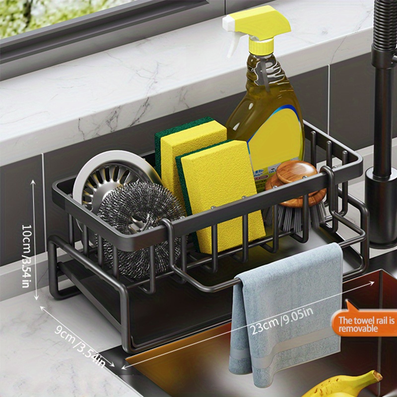 1pc Kitchen Sink Hanging Organizer Rack For Dish Cloth, Soap Dispenser,  Scrubber, And More
