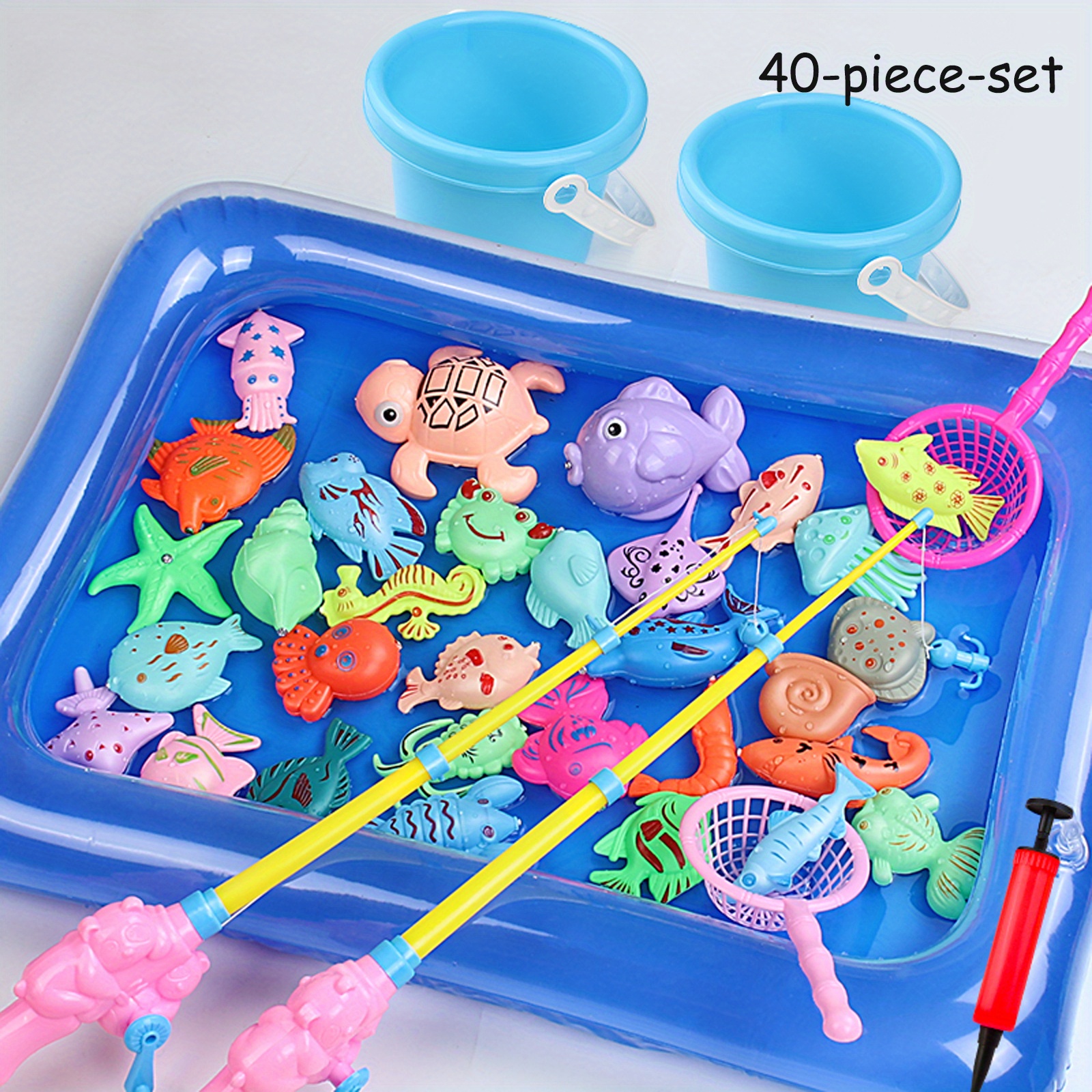 Magnetic Fishing Game with Inflatable Pool for Kids