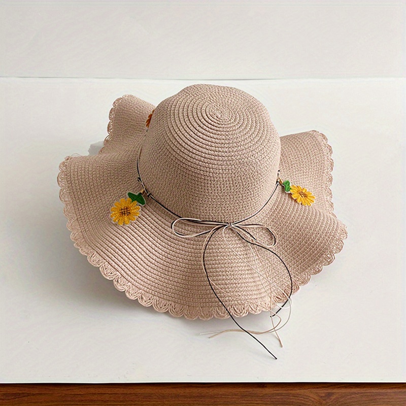 Children Soft Straw Hat Beach Sun Protection Sunshade Hat For Girls Summer  - Temu