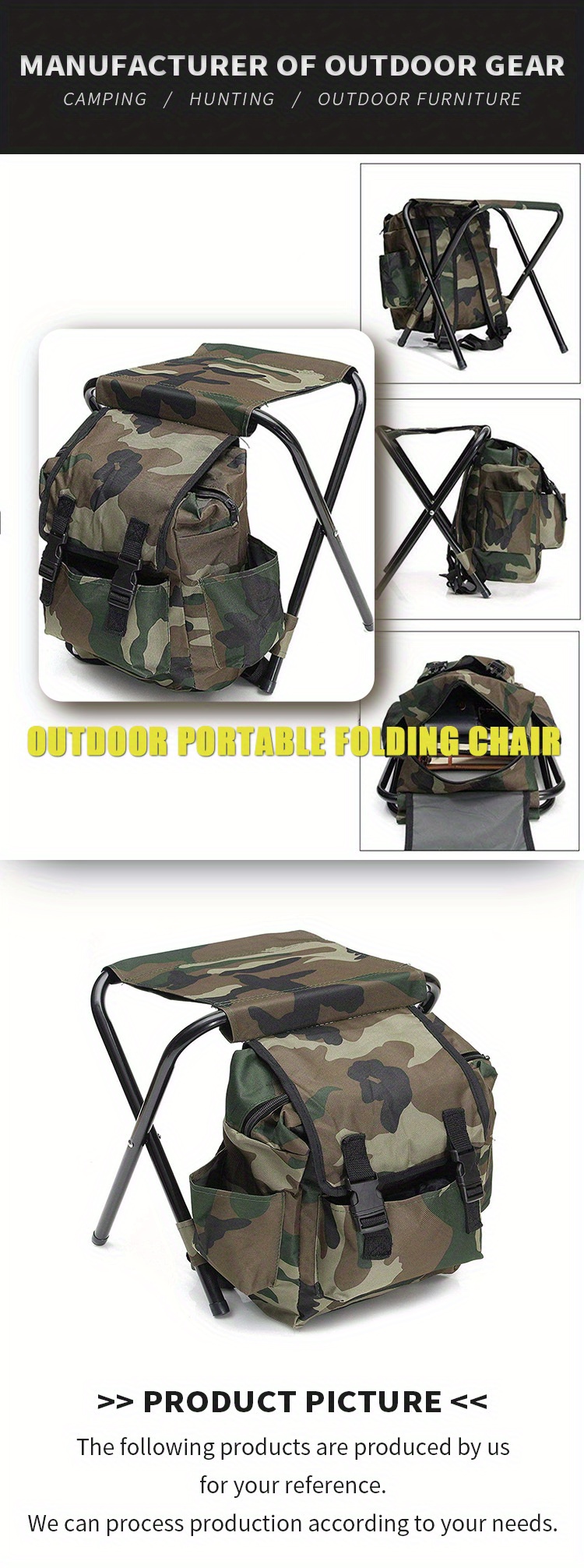 1pc Folding Camping Chair Backpacking Picnic Bags Suitable For Outdoor  Fishing Trips Beach Barbecue, Shop Now For Limited-time Deals