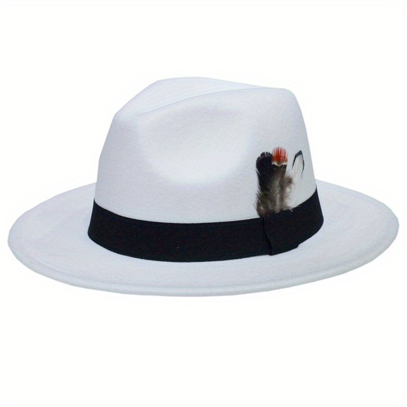White Hats Feather Men, Hat Bands Fedoras Men