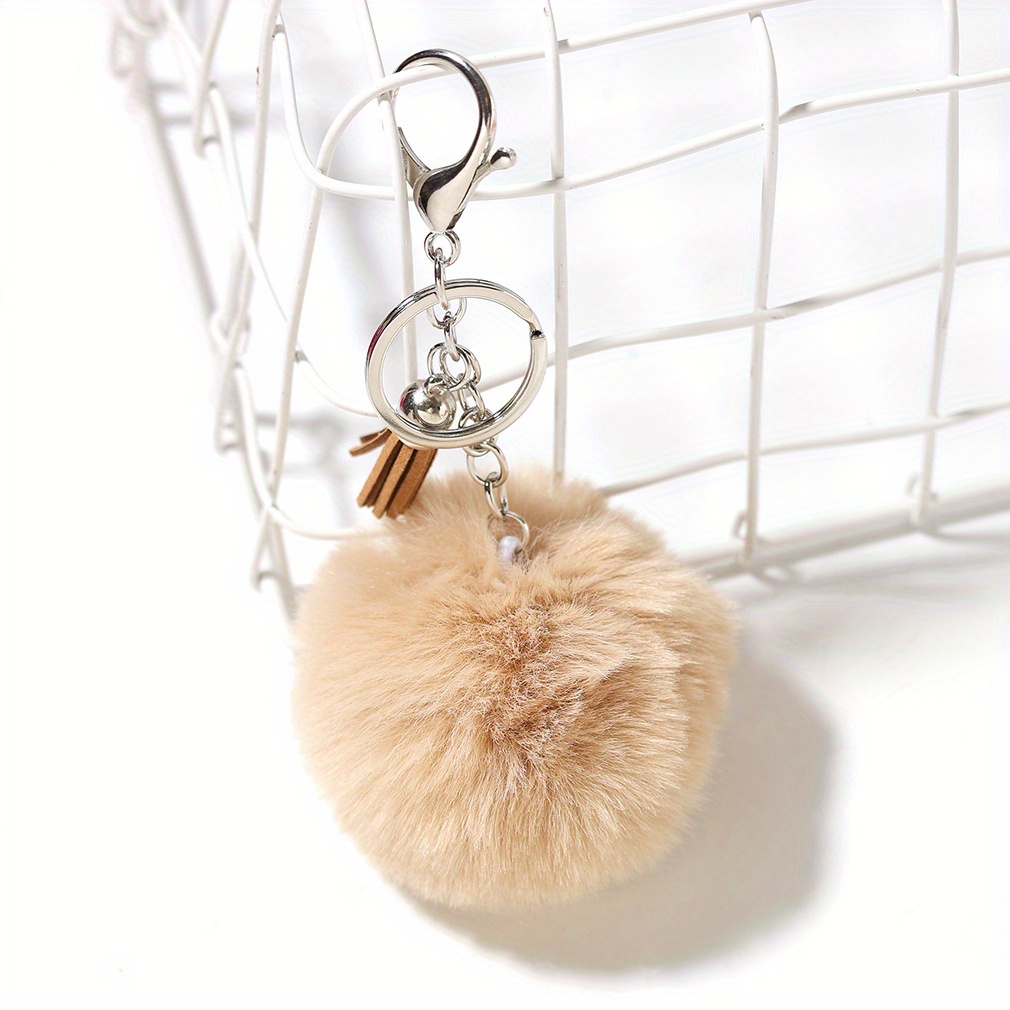 40Pcs Christmas Pom Pom Keychain Faux Rabbit Fur Ball Keychain Bulk with  DIY Chr