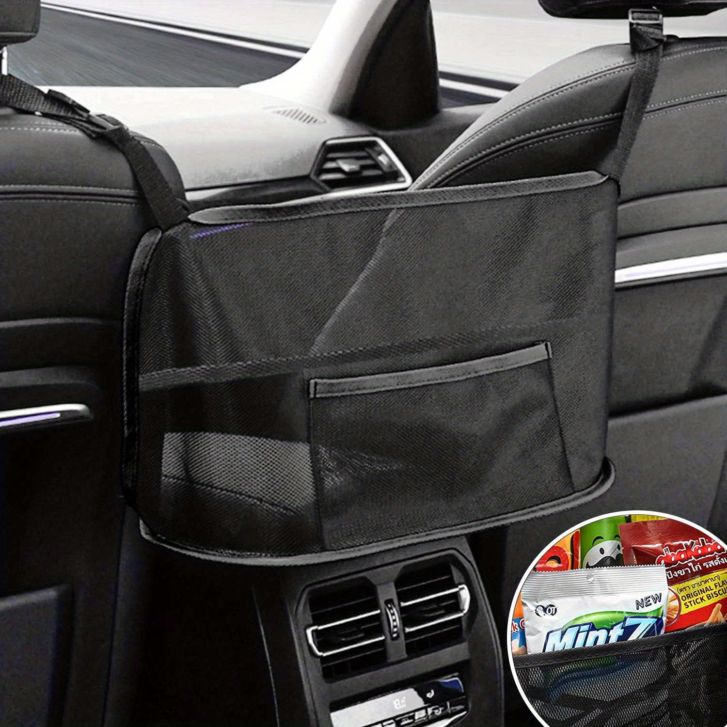 Car Net Pocket Handbag Holder Between Seats, Upgrade Car Organizer Handbag  Purse Holder Large Capaci