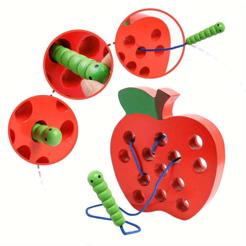 Wooden Lacing Threading Toys Early Learning Travel Game Toys - Temu