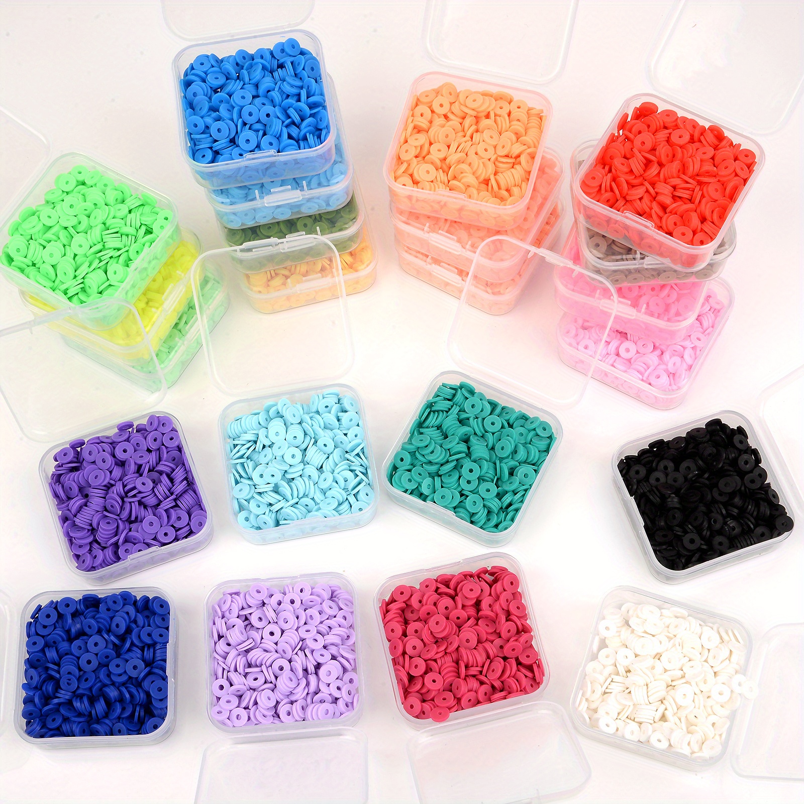 TEHAUX 3 Boxes Soft Clay Flake Beads Clay disc Beads Jewelry Making Charms  DIY Polymer Clay Beads Jewelry Making Beads DIY Loose Beads Spacer Bead