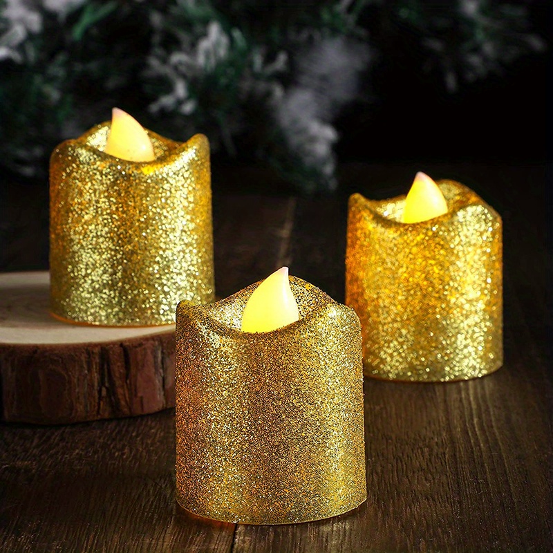 Candele glitterate oro e argento