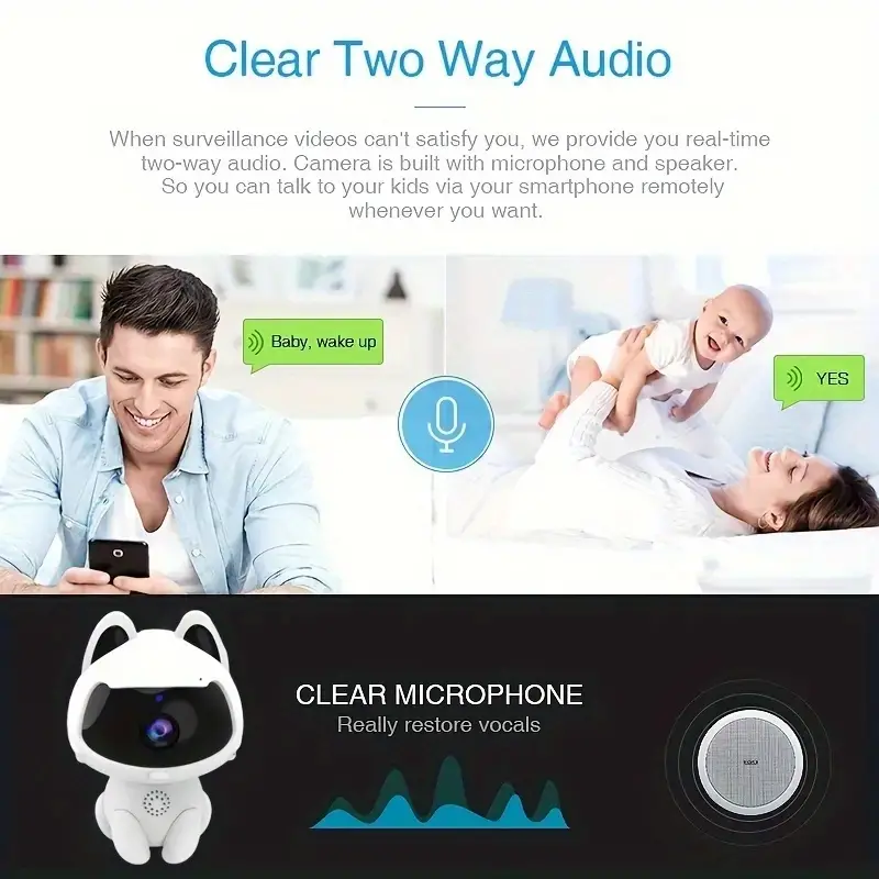 wireless home security ip camera motion detection smart indoor 1080p night vision wifi camera 2 4g wifi alarm push two way audio ip camera baby monitor with motion sensor and smart phone viewing app v380pro details 6