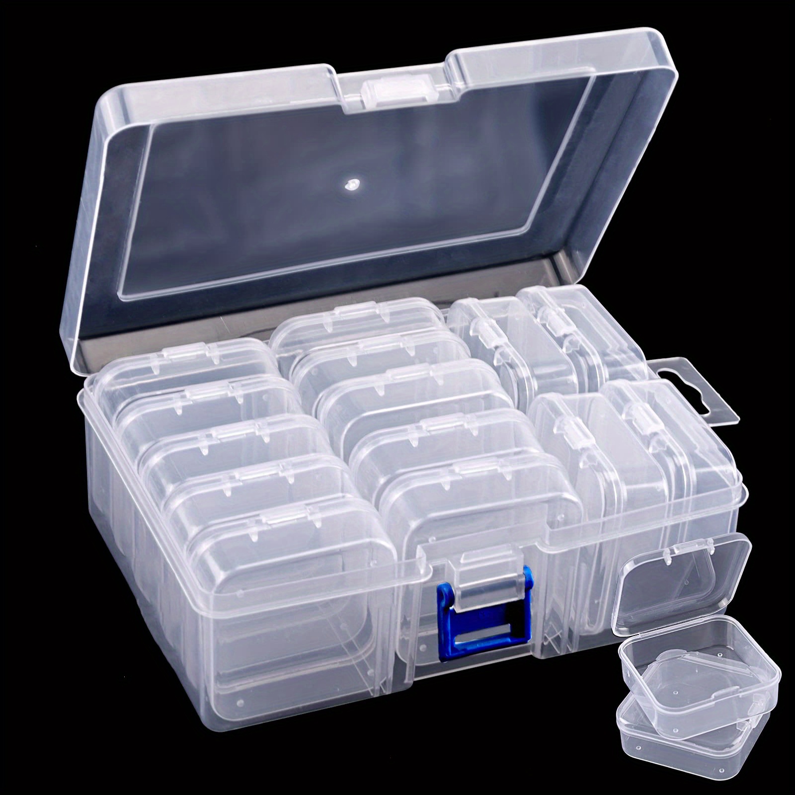 14pcs Transparent Bead Storage Box Plastic Bead Sticker Drawing Storage Case With Clear Box Suitable For Craft Storage And Art Embroidery Organizer Art Supplies
