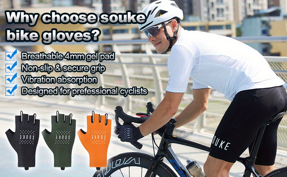 Souke Sports Gants De Cyclisme Route Vélo Rembourré Demi - Temu