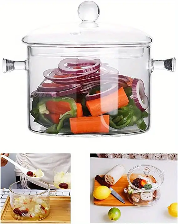 1pc glass stockpot glass pots for cooking on stove glass pots for cooking clear pots for cooking glass pot kitchen gadgets kitchen accessories home kitchen items 5 51 5 91 6 3 details 1