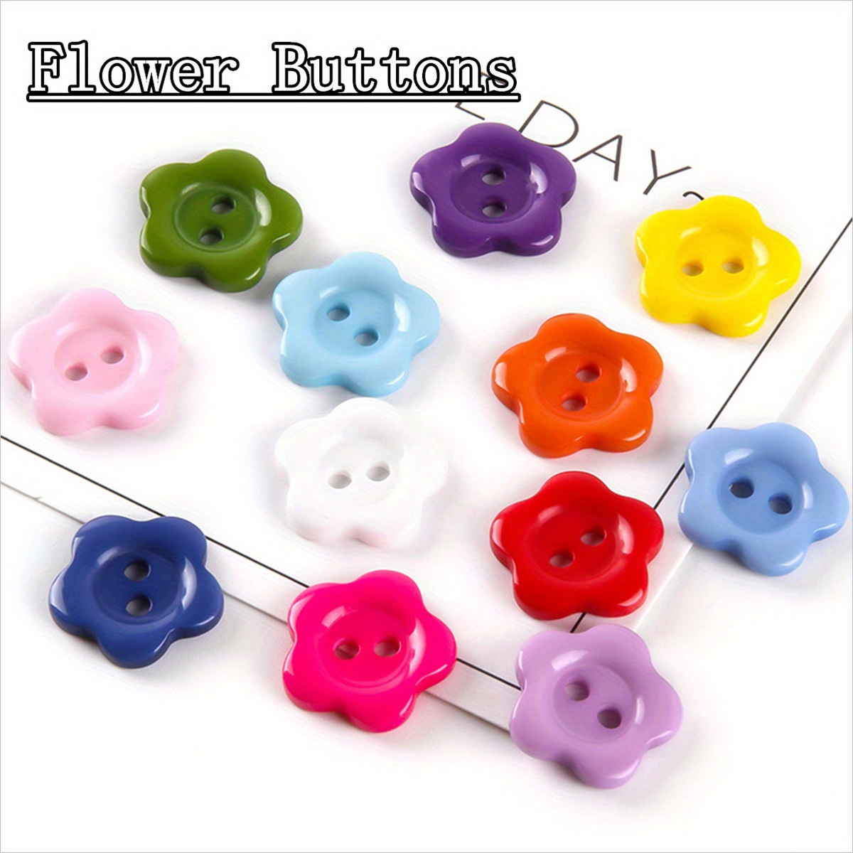 Transparent Flower Buttons Mixed Colors Resin Big Buttons - Temu