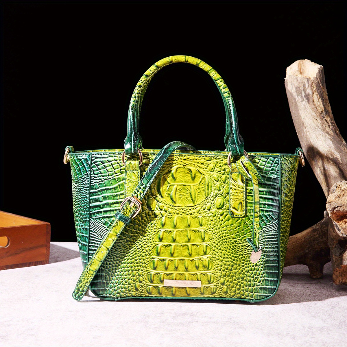 Stylish Crocodile Pattern Boston Bag, Snakeskin Pattern Handbag, Perfect  Double Handle Bag For Daily Use - Temu