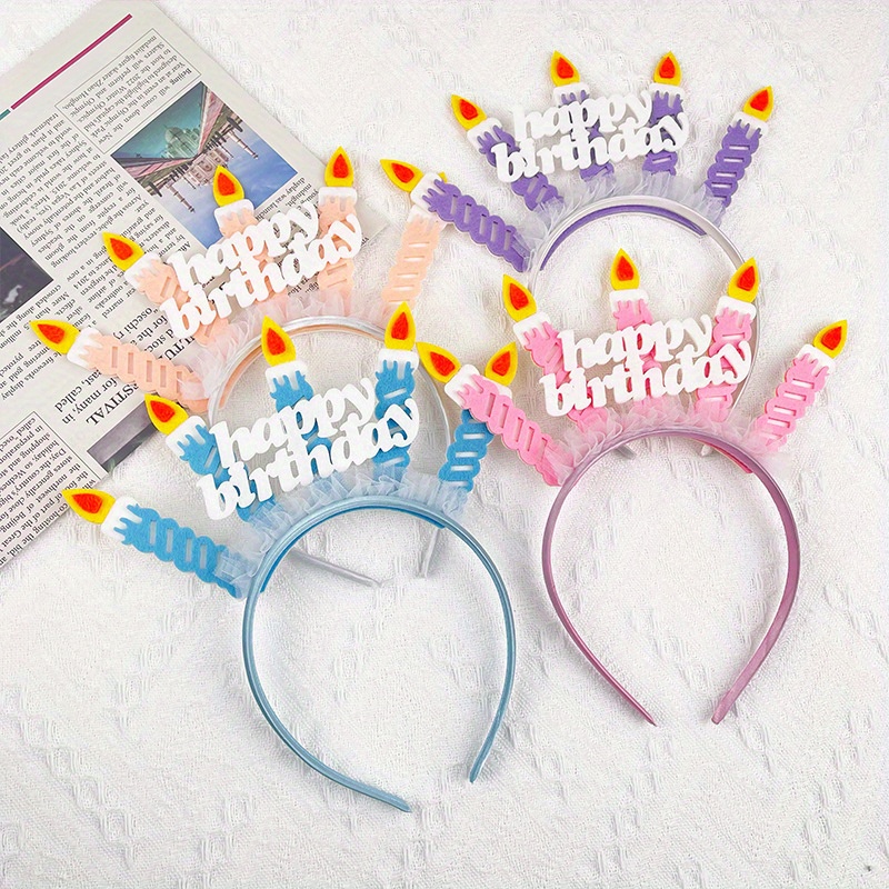 Birthday Decoration Candles Headband Happy Birthday Headband Letter  Creative Party Headwear Felt Birthday Hat