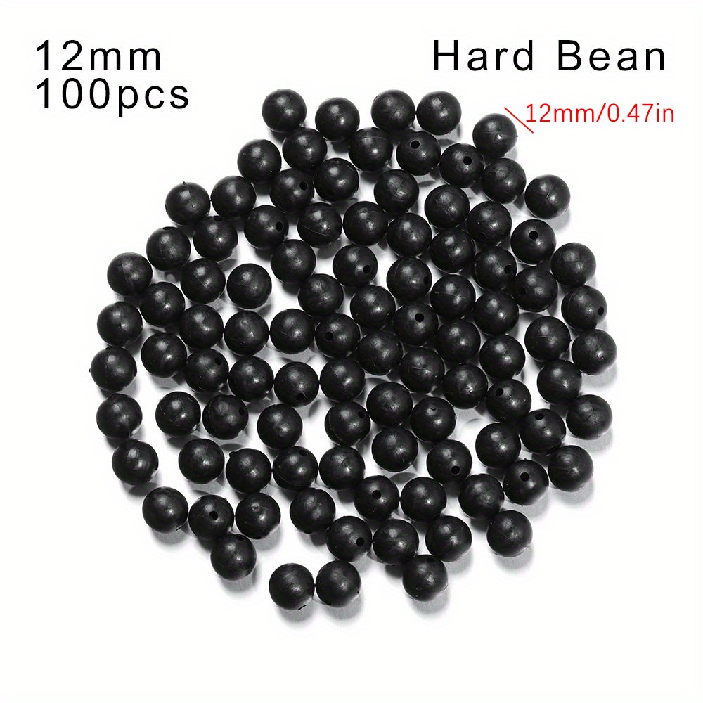 Hard Glow Fishing Beads 3mm-12mm Black Plastic Beads Round