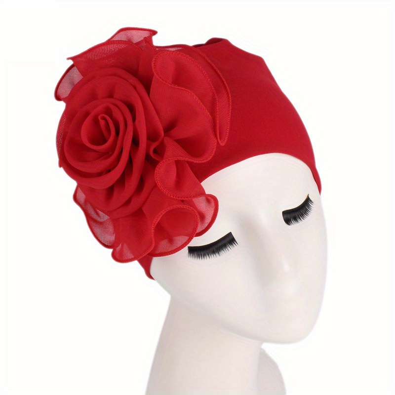 TEMU Gorro Elástico de Poliéster para Mujer con Floral, Turbante Elástico, Gorro Quimioterapia, Bandana, Pañuelo Africano, , Talla Grande