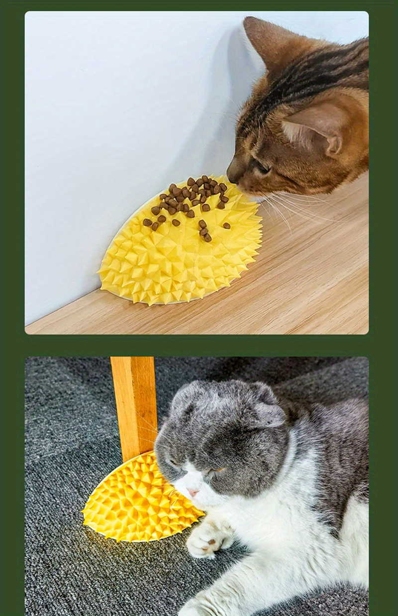 cat brush for shedding short haired cats cat scratcher cute corner durian self adhesive teeth cleaning easy to paste catnip toy for cats cat comb details 6