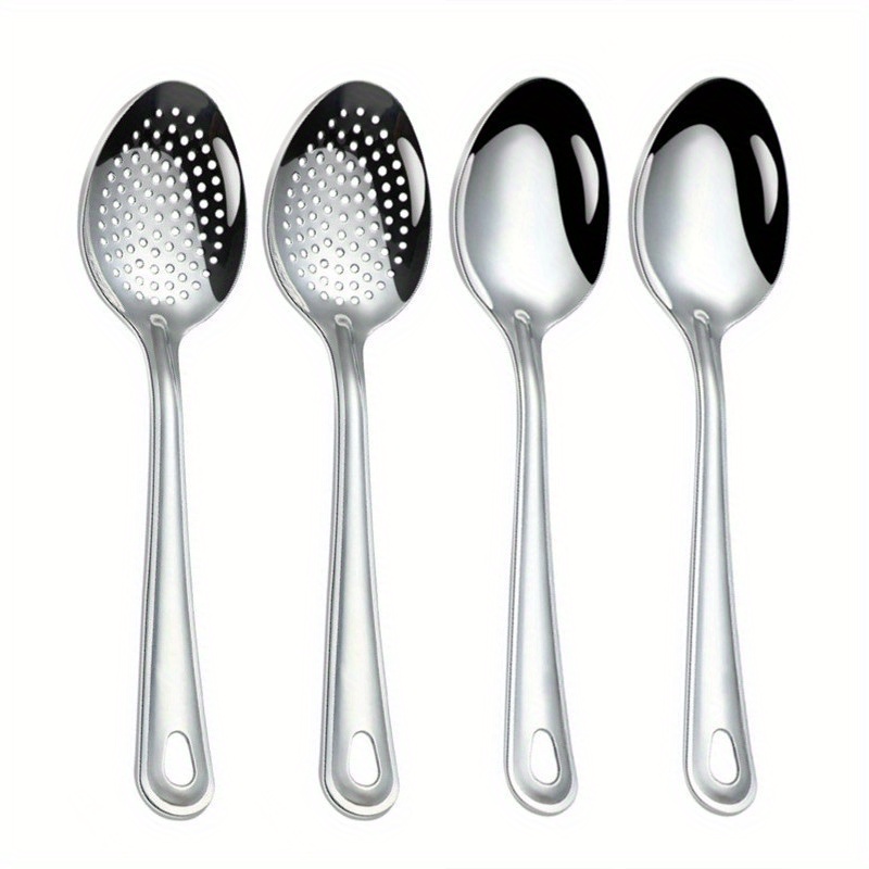 Metal Spoon for Buffet - Pack of 2 - Commercial Stainless Steel Serving  Spoons - Large Cooking Skimmer