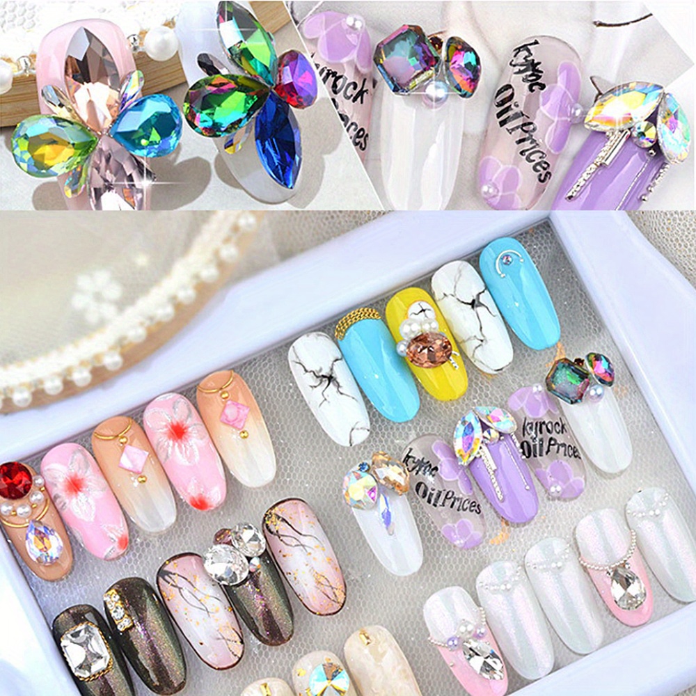 10 Packs Of Nail Art Rhinestones – 1440pcs Total! Crystal AB Color, Flatback Gems In Mixed Sizes