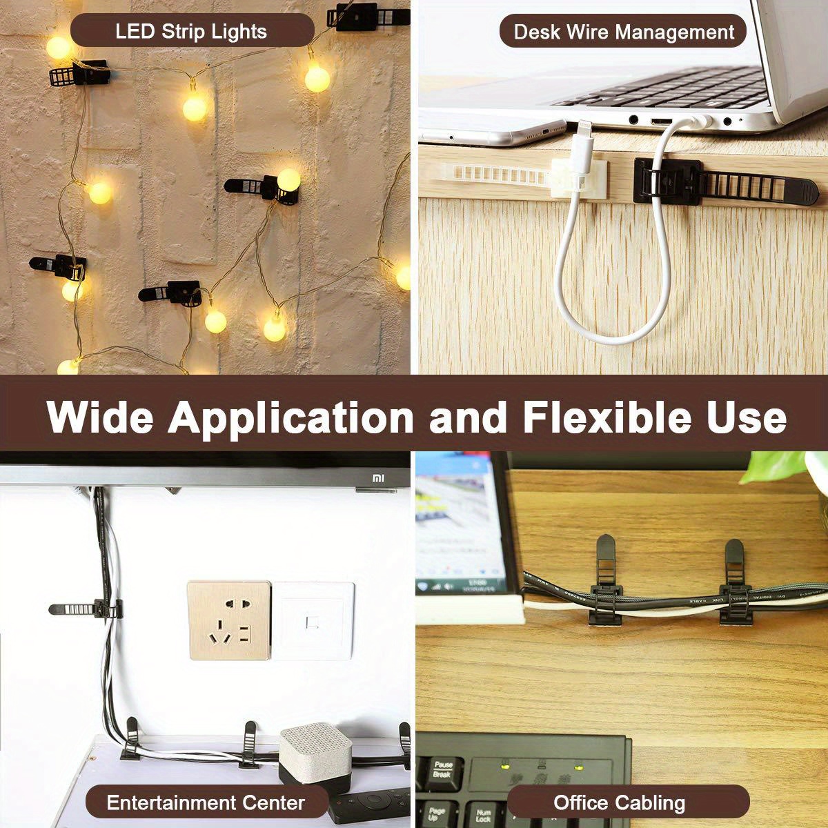 Cable Ties Zip Desk Wire Organizer Ties Adhesive Cord Clips Temu