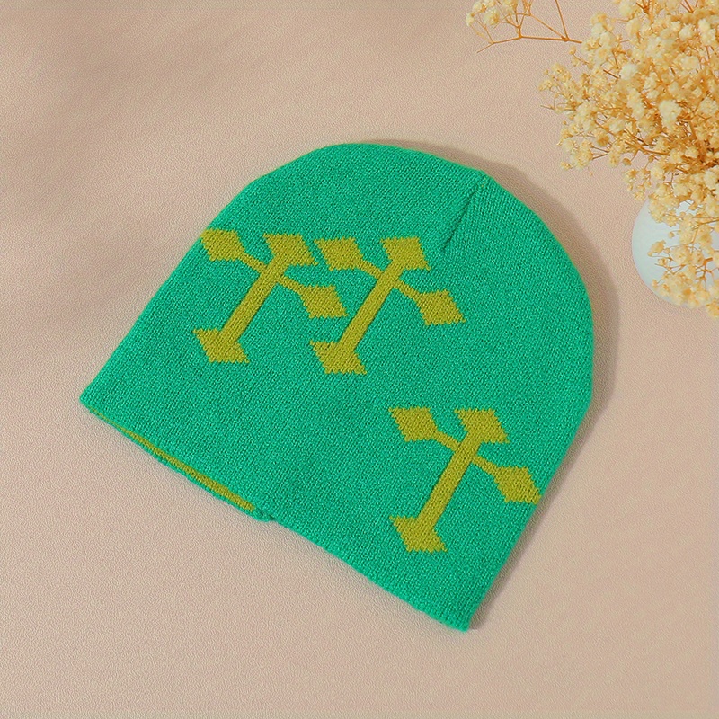 Y2K Multicolor Cross Woolen Stacking Beanie